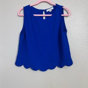Monteau Royal Blue Scallop Hem Tank Top